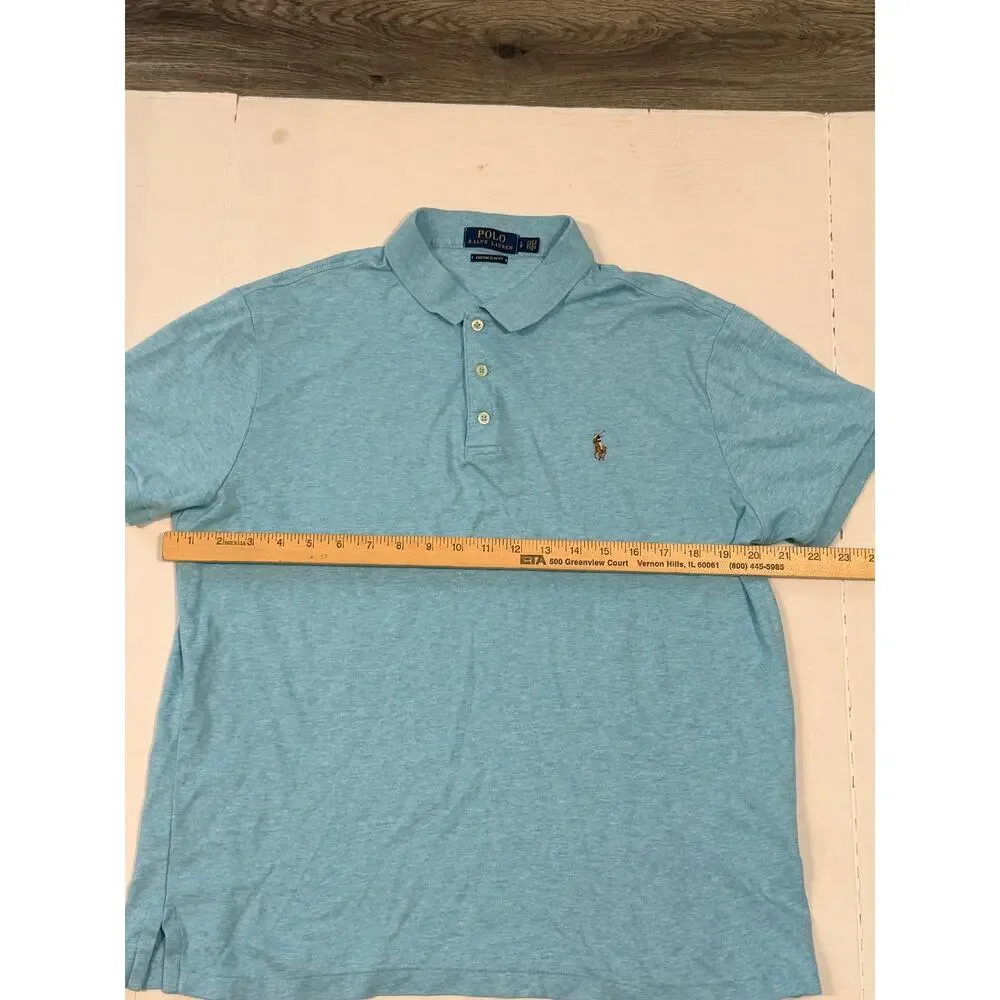 Polo Ralph Lauren Custom Slim Fit Blue Polo Shirt Mens Large Pony